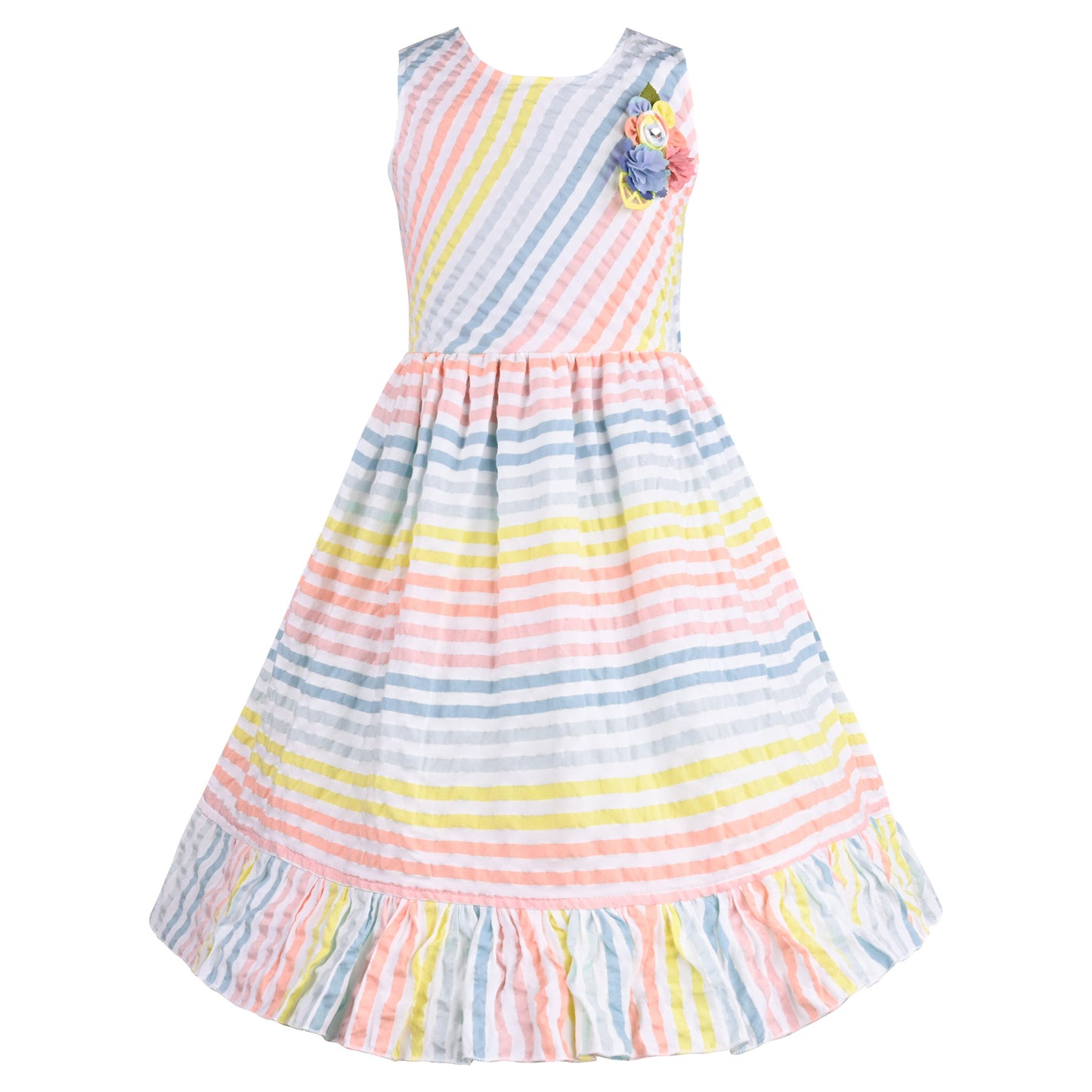 Girls Striped A-Line Frock Dress
