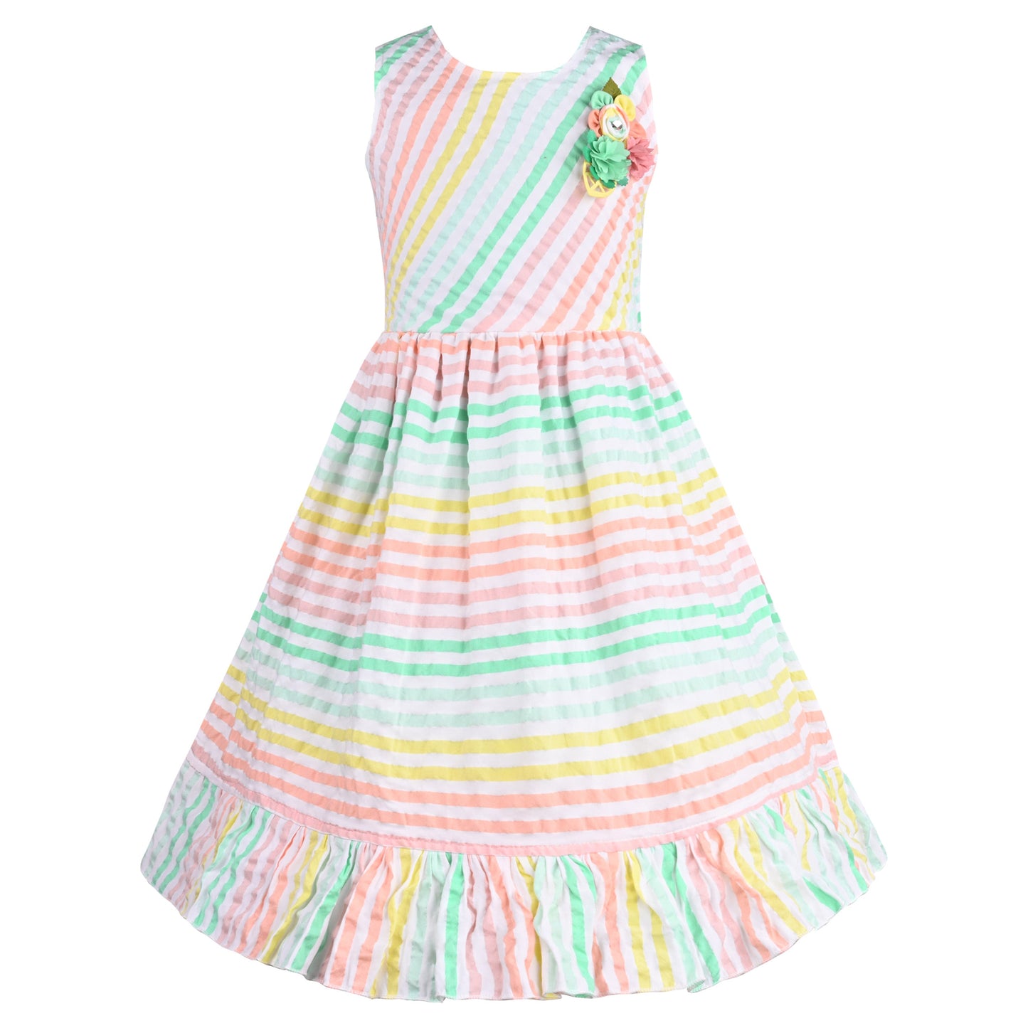Girls Striped A-Line Frock Dress