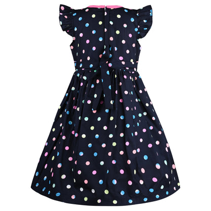 Girls Polka Print Fit and Flare Frock Dress