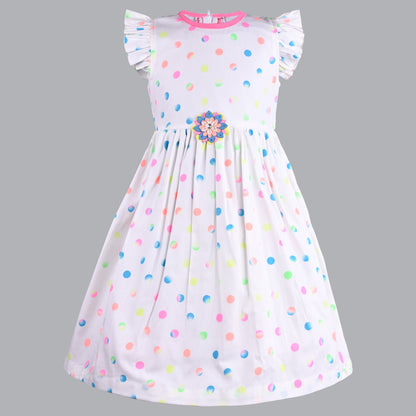 Girls Polka Print Fit and Flare Frock Dress