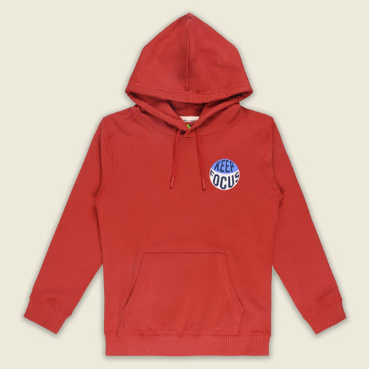 Boys Red Cotton Blend Printed Hoodie – Winter Casual Wear