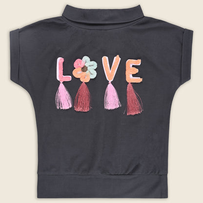 Buy Premium Baby Girls Cotton T-shirt with Love Embroidery Online